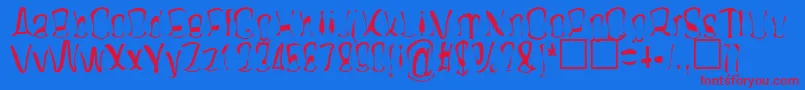 Twisterd-Schriftart – Rote Schriften auf blauem Hintergrund