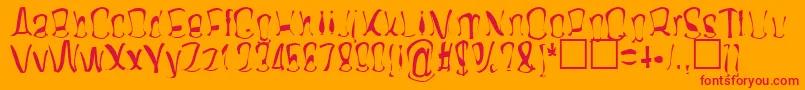 Twisterd-Schriftart – Rote Schriften auf orangefarbenem Hintergrund