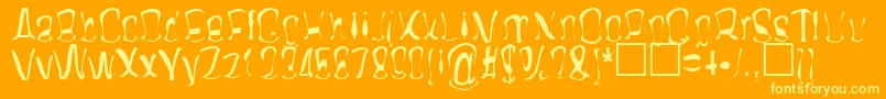 Twisterd-Schriftart – Gelbe Schriften auf orangefarbenem Hintergrund