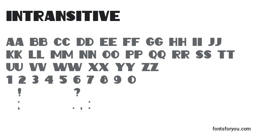 Schriftart Intransitive – Alphabet, Zahlen, spezielle Symbole