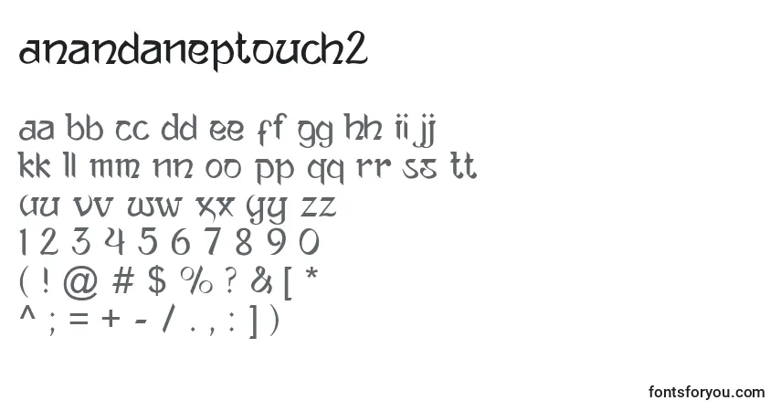 Шрифт AnandaNeptouch2 – алфавит, цифры, специальные символы