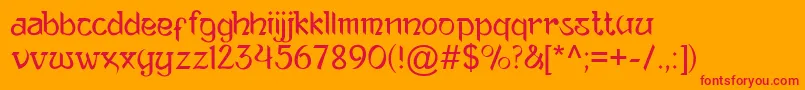 AnandaNeptouch2-Schriftart – Rote Schriften auf orangefarbenem Hintergrund