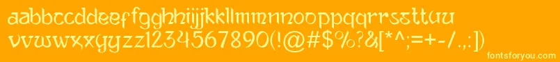 AnandaNeptouch2-Schriftart – Gelbe Schriften auf orangefarbenem Hintergrund