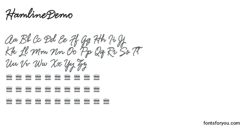 HamlineDemo-fontti – aakkoset, numerot, erikoismerkit