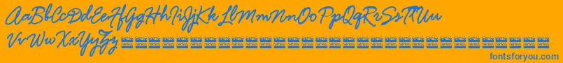 HamlineDemo-Schriftart – Blaue Schriften auf orangefarbenem Hintergrund