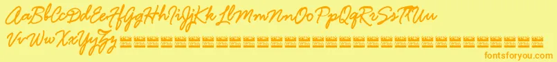 HamlineDemo-Schriftart – Orangefarbene Schriften auf gelbem Hintergrund