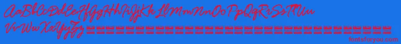 HamlineDemo Font – Red Fonts on Blue Background