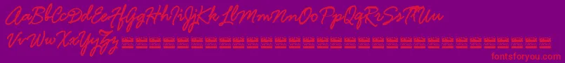 HamlineDemo-Schriftart – Rote Schriften auf violettem Hintergrund