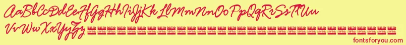 HamlineDemo Font – Red Fonts on Yellow Background