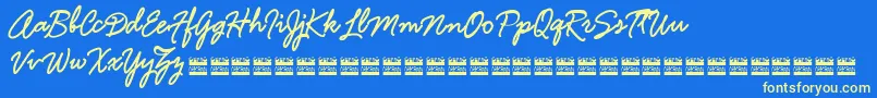 HamlineDemo Font – Yellow Fonts on Blue Background