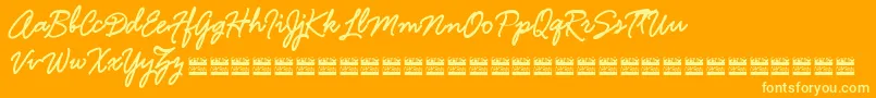 HamlineDemo-Schriftart – Gelbe Schriften auf orangefarbenem Hintergrund