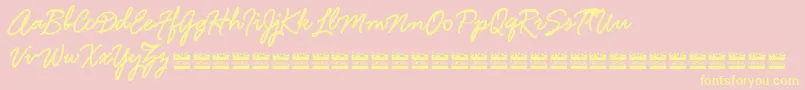 HamlineDemo-Schriftart – Gelbe Schriften auf rosa Hintergrund