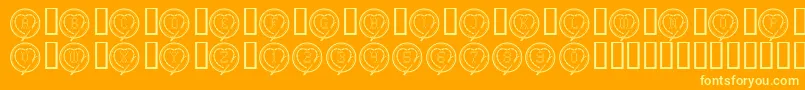 CrossStitchHearts Font – Yellow Fonts on Orange Background