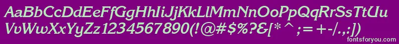 KarinaBoldItalic Font – Green Fonts on Purple Background