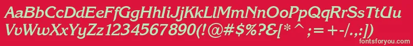 KarinaBoldItalic Font – Green Fonts on Red Background