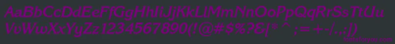 Fonte KarinaBoldItalic – fontes roxas em um fundo preto