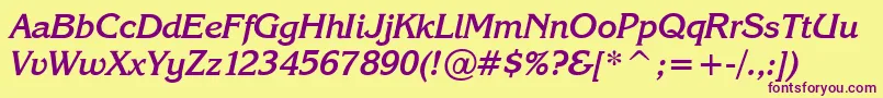 KarinaBoldItalic Font – Purple Fonts on Yellow Background