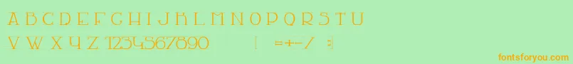 フォントLaChambre67 – オレンジの文字が緑の背景にあります。
