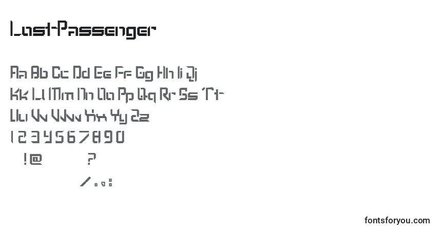 Шрифт LostPassenger – алфавит, цифры, специальные символы
