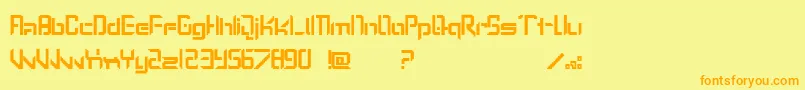 LostPassengerフォントについての詳細 フォントLostPassenger – オレンジの文字が黄色の背景にあります。