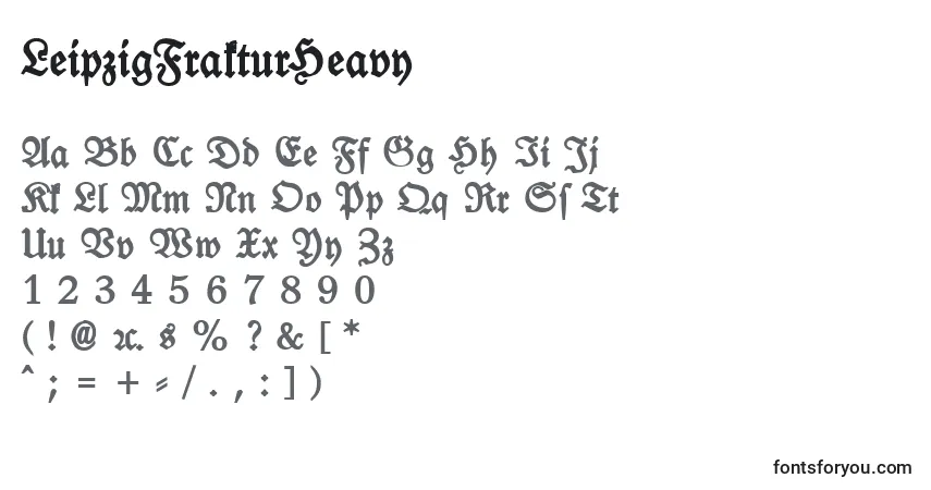 Czcionka LeipzigFrakturHeavy – alfabet, cyfry, specjalne znaki