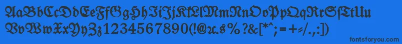 Шрифт LeipzigFrakturHeavy – чёрные шрифты на синем фоне