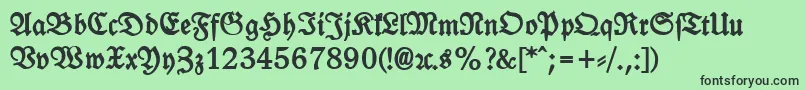 フォントLeipzigFrakturHeavy – 緑の背景に黒い文字