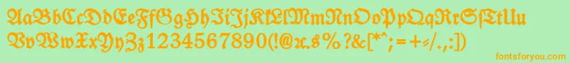 LeipzigFrakturHeavy Font – Orange Fonts on Green Background