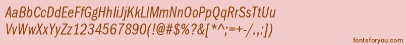 Police ItcFranklinGothicLtBookCompressedItalic – polices brunes sur fond rose