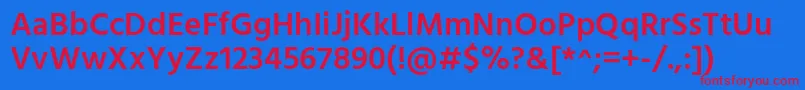 Czcionka HindSemibold – czerwone czcionki na niebieskim tle