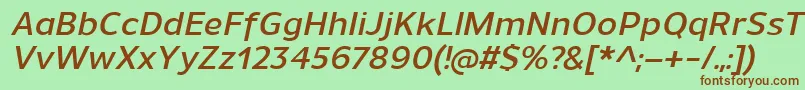 UnimanDemibolditalic Font – Brown Fonts on Green Background