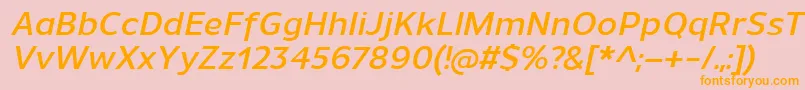 フォントUnimanDemibolditalic – オレンジの文字がピンクの背景にあります。