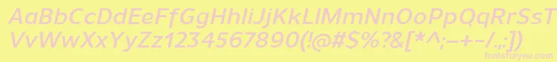 UnimanDemibolditalic Font – Pink Fonts on Yellow Background