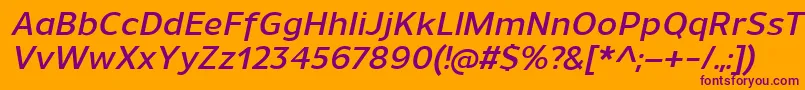 UnimanDemibolditalic Font – Purple Fonts on Orange Background