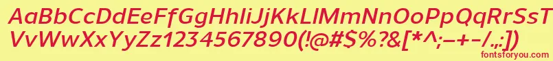 UnimanDemibolditalic Font – Red Fonts on Yellow Background