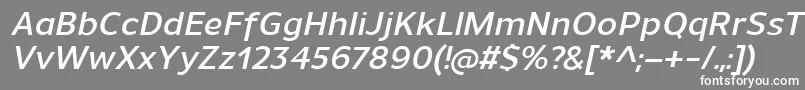 フォントUnimanDemibolditalic – 灰色の背景に白い文字