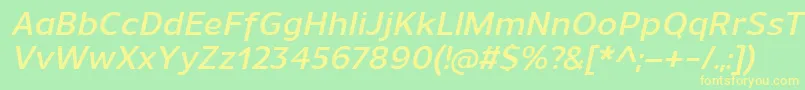 UnimanDemibolditalic Font – Yellow Fonts on Green Background