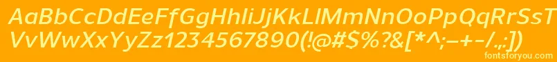 UnimanDemibolditalic Font – Yellow Fonts on Orange Background