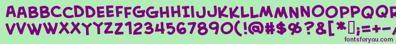 Creabbb-Schriftart – Violette Schriften auf grünem Hintergrund