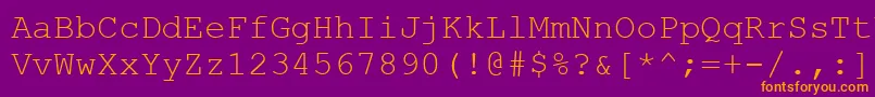 Fonte CourierNewCe – fontes laranjas em um fundo violeta