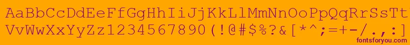 Fonte CourierNewCe – fontes roxas em um fundo laranja