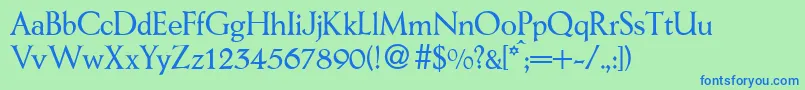 AerodbNormal-Schriftart – Blaue Schriften auf grünem Hintergrund