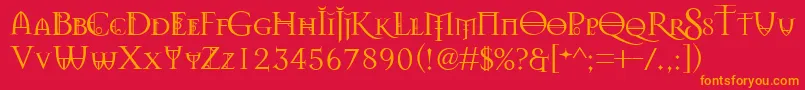 フォントSplendors – 赤い背景にオレンジの文字