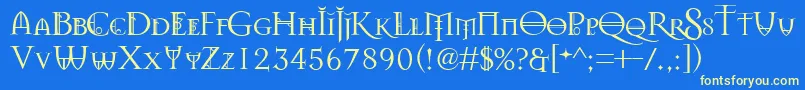 フォントSplendors – 黄色の文字、青い背景