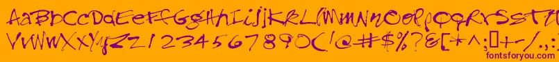 Treefrog-Schriftart – Violette Schriften auf orangefarbenem Hintergrund