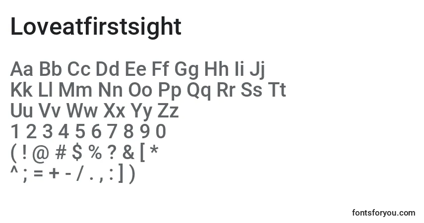 A fonte Loveatfirstsight – alfabeto, números, caracteres especiais