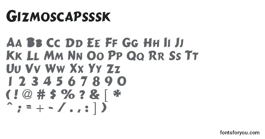 A fonte Gizmoscapsssk – alfabeto, números, caracteres especiais