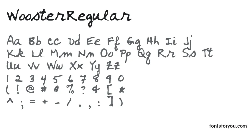 A fonte WoosterRegular – alfabeto, números, caracteres especiais