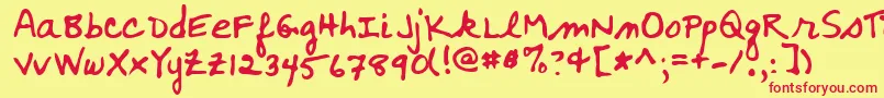 WoosterRegular-Schriftart – Rote Schriften auf gelbem Hintergrund