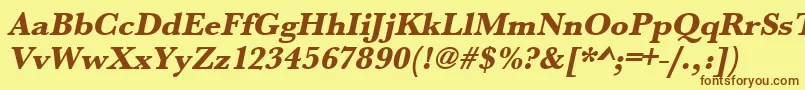 UrwbaskertextbolOblique-Schriftart – Braune Schriften auf gelbem Hintergrund